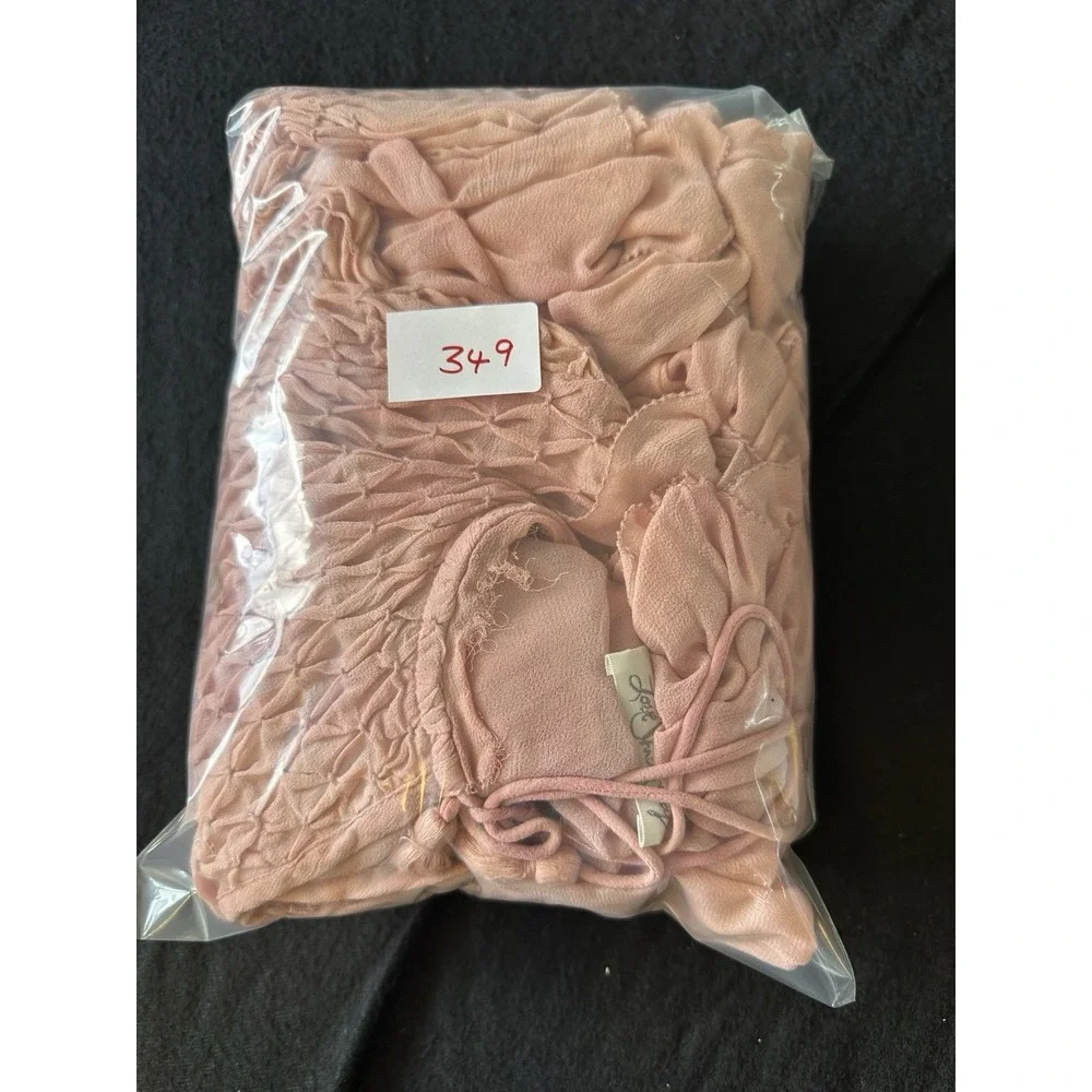 LoveShackFancy Marsala Pink Mini Dress Tiered Tie Smocked Long Sleeve Ruffle‎ M